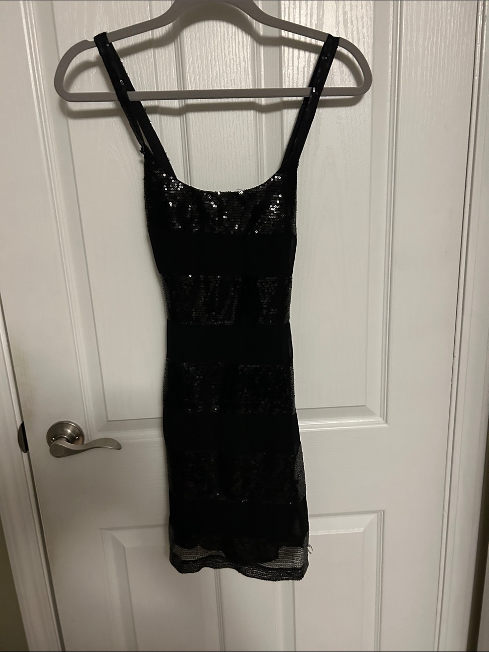 Black Sequin Striped Dress